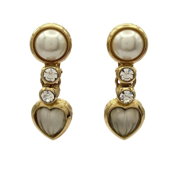Christian Dior -Gold Cream Clear Hardware Fake Pearl Rhinestones 334-071225 - Picture 1 of 3